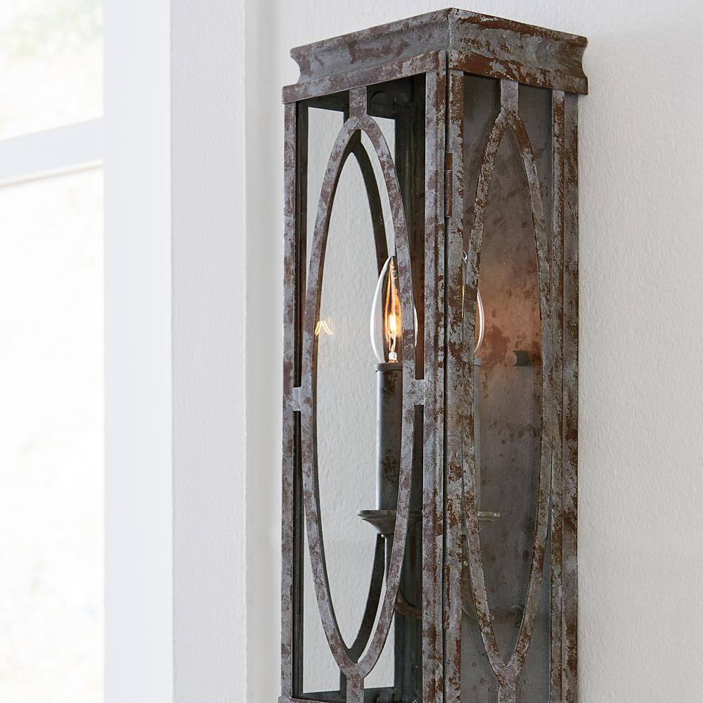 Patrice Deep Abyss 2-Light Rectangular Wall Sconce with Clear Panels