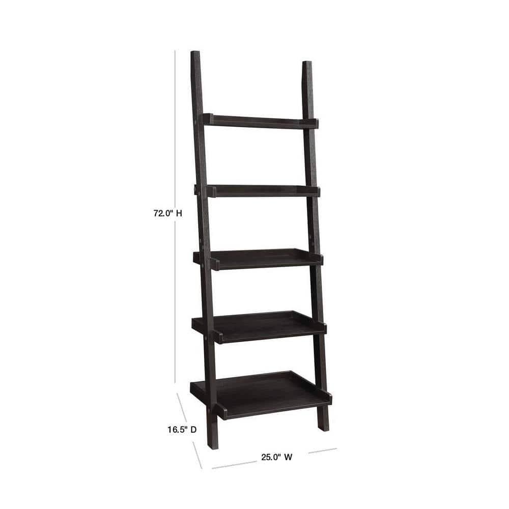 Coaster Colella 5-Shelf Transitional Wood Ladder Bookcase in Cappuccino