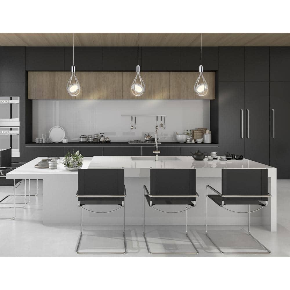 Orion 5.5" Adjustable Modern Integrated 1-Light Cluster LED Metal Pendant, Chrome