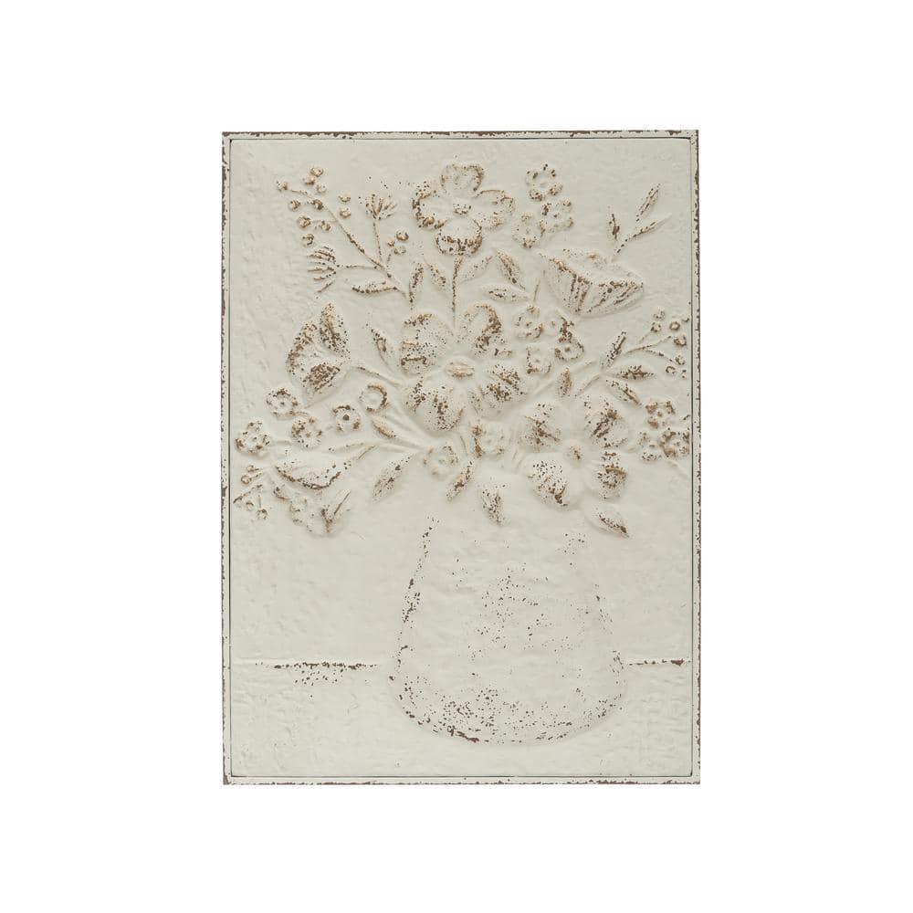 Kelly Clarkson Home Embossed Metal Wall Art with Flowers in Vase