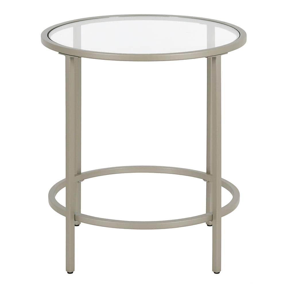 Evelyn&Zoe Sivil 20" Wide Round Side Table, Satin Nickel