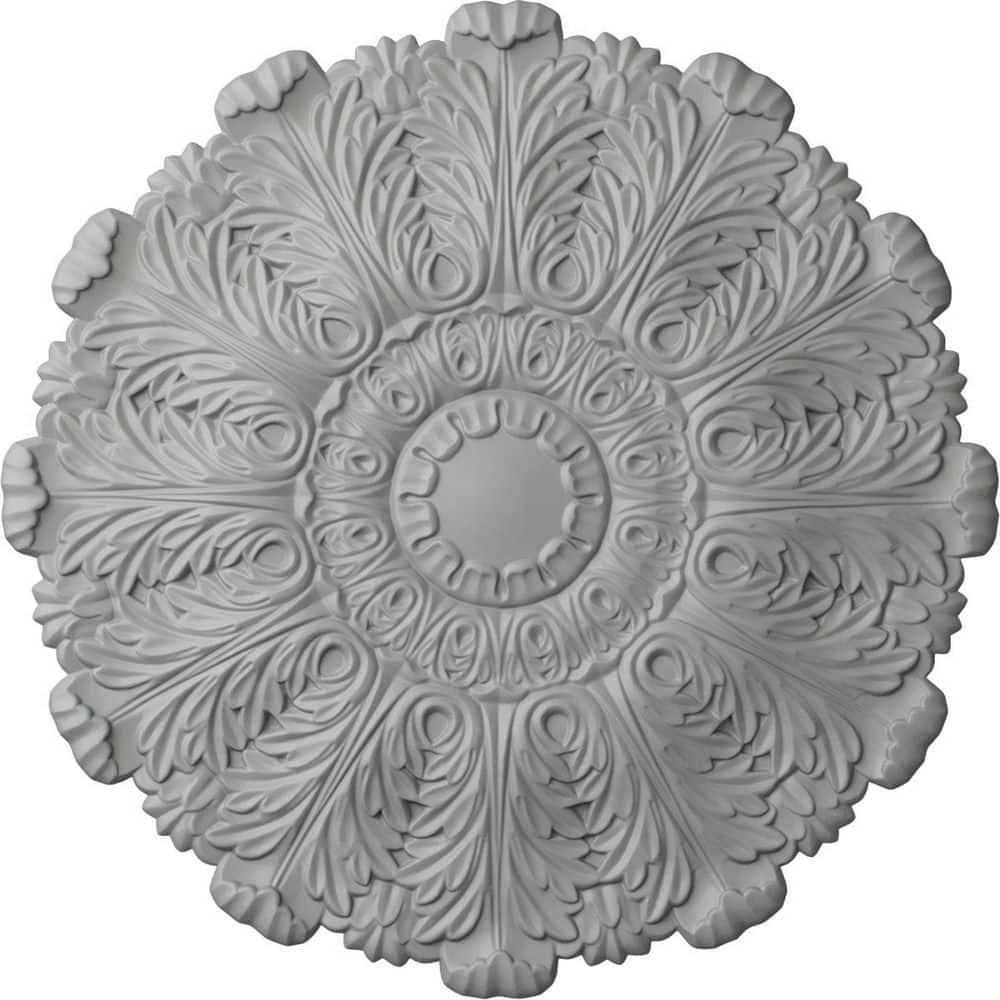 Ekena Millwork Endurathane Bradford Ceiling Medallion, 32 5/8"OD x 2"P (Fits Canopies up to 6 5/8"), Hand-Painted Green Gold Finish CM31DU