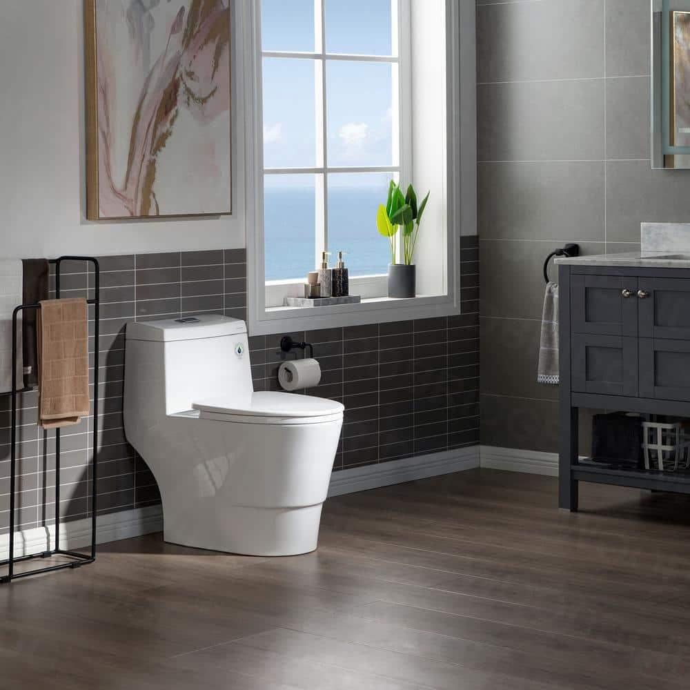 1.28 GPF Elongated Comfort ADA Height One Piece Dual-Flush Toilet with Soft-Closing Seat,MAP Flushing 1000G