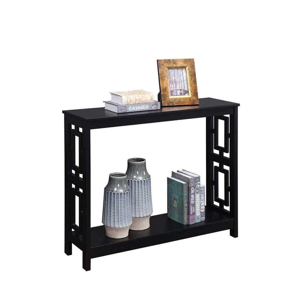 Convenience Concepts Town Square Console Table in Black Wood Finish