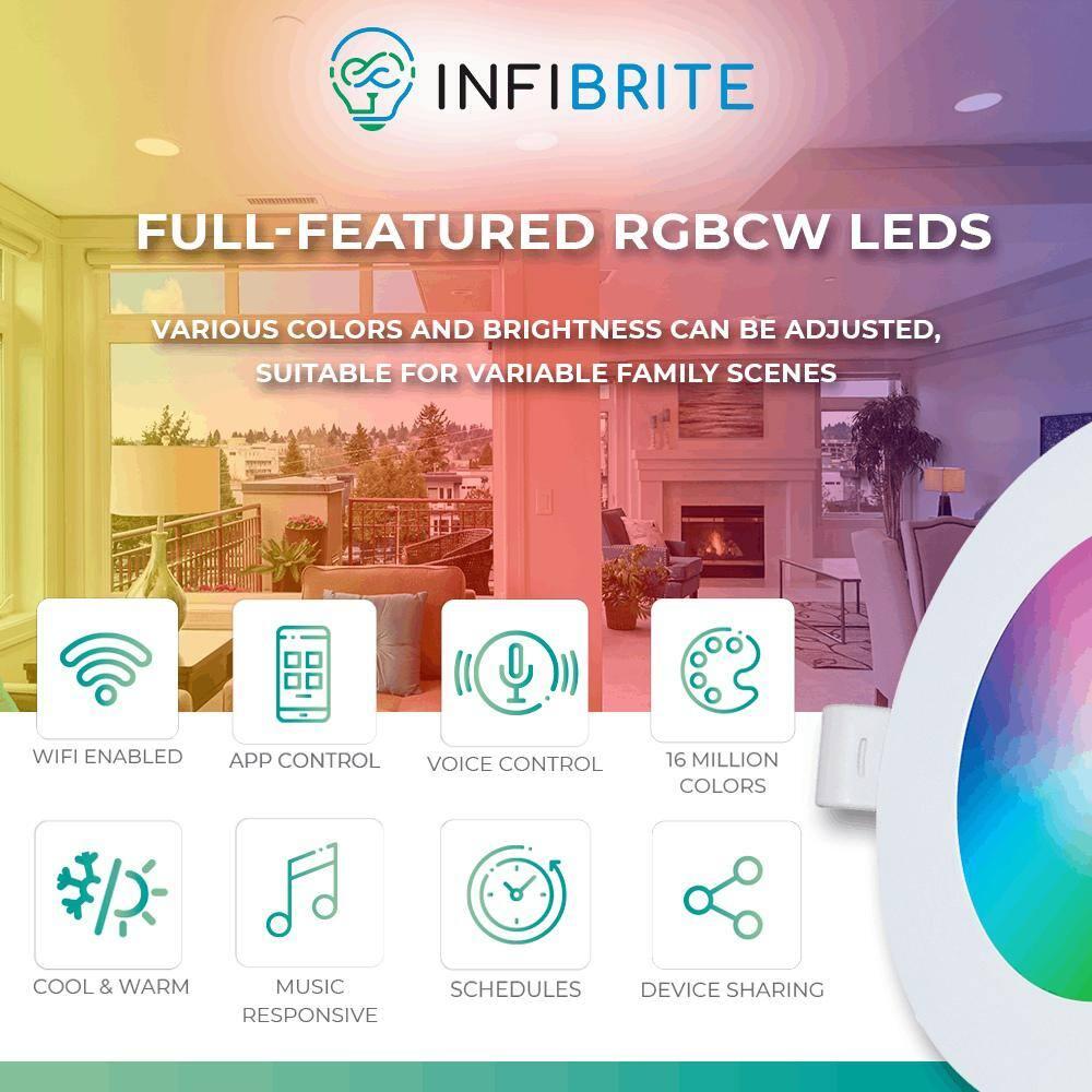 Infibrite IB-002-1-12W-HLW-24PK 6'' Tunable Color Temperature Dimmable Air-Tight IC Rated LED Canless Recessed Lighting Kit (Set of 24)
