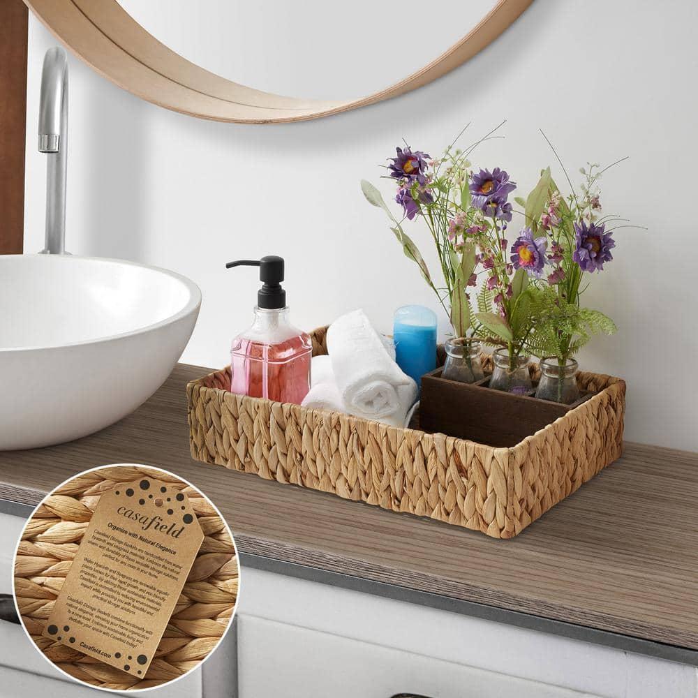 Casafield Casafield Bathroom Storage Baskets, Water Hyacinth Toilet Tank Topper Bins (Set of 2)