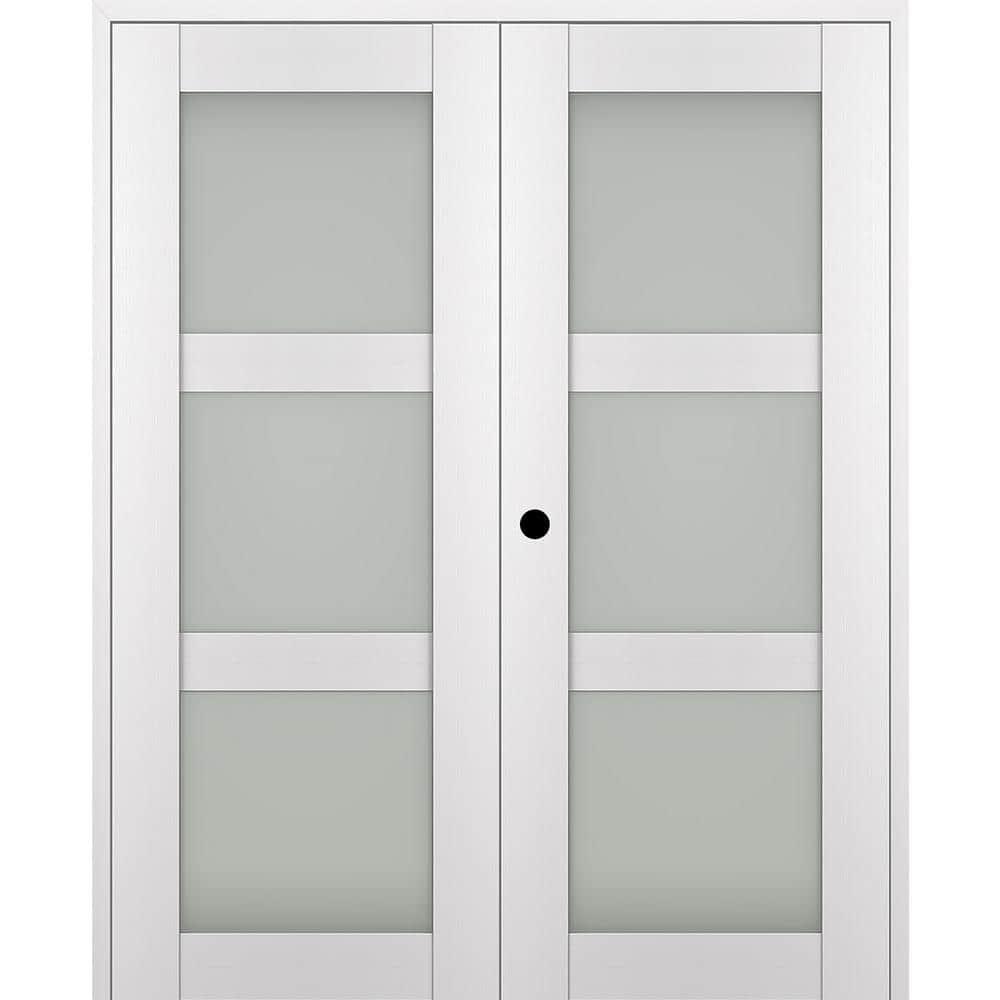 Belldinni Palladio 3 Lite Manufactured Wood and Frosted Glass Interior Double Prehung Door