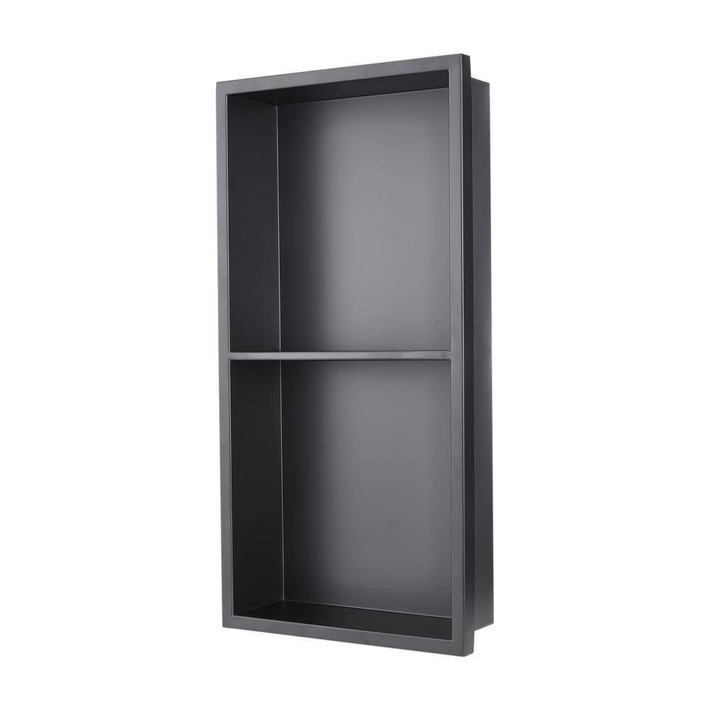 Matte Black Stainless Steel Shower Niche with Shelves