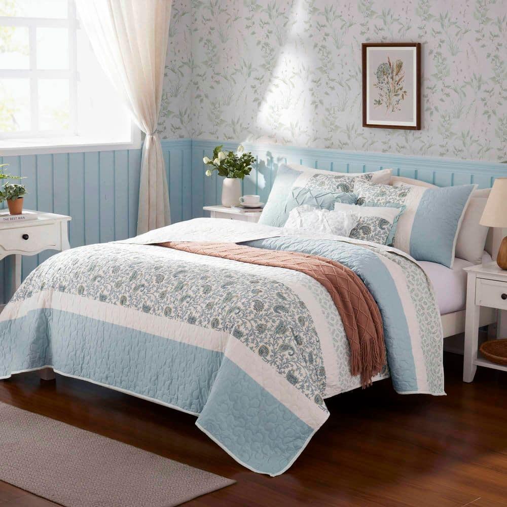 Madison Park Dawn 6 Piece Cotton Percale Quilt Set with Throw Pillows