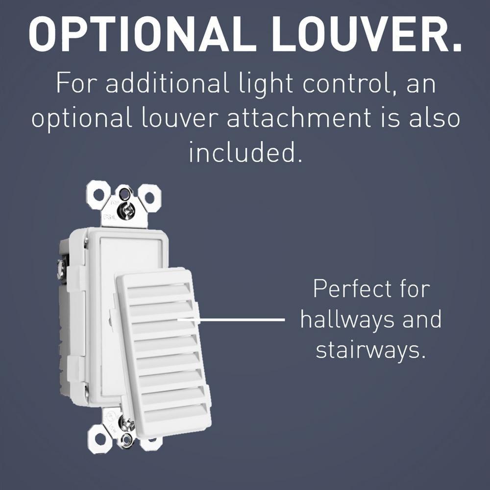 Legrand Radiant NTLFULLWPW Full Adjustable LED Night Light Outlet and Screwless Wall Plate, for Hallways and Stairs, Optional Louver, White (1 Count)