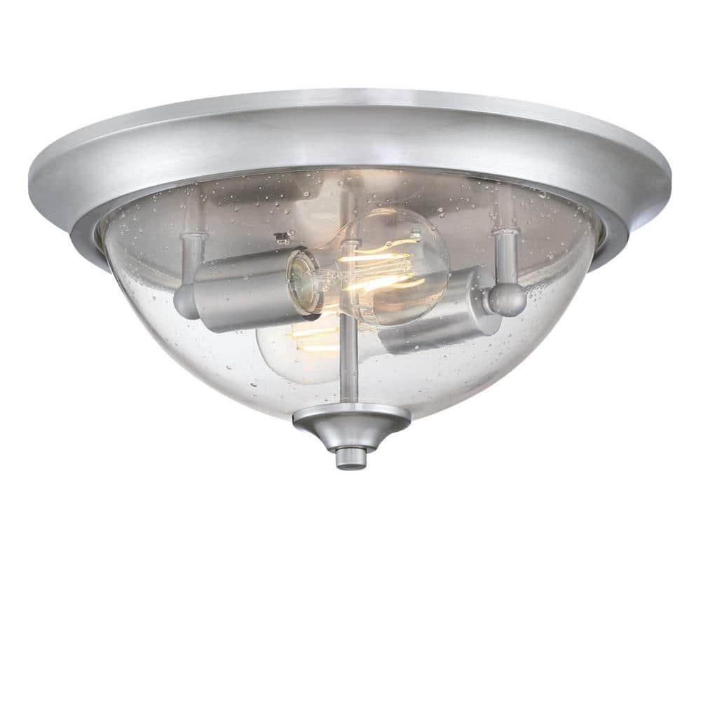 Westinghouse Lighting 6115900 13 in. Basset Two Light Indoor Flush Mount Fixture, Brushed Nickel