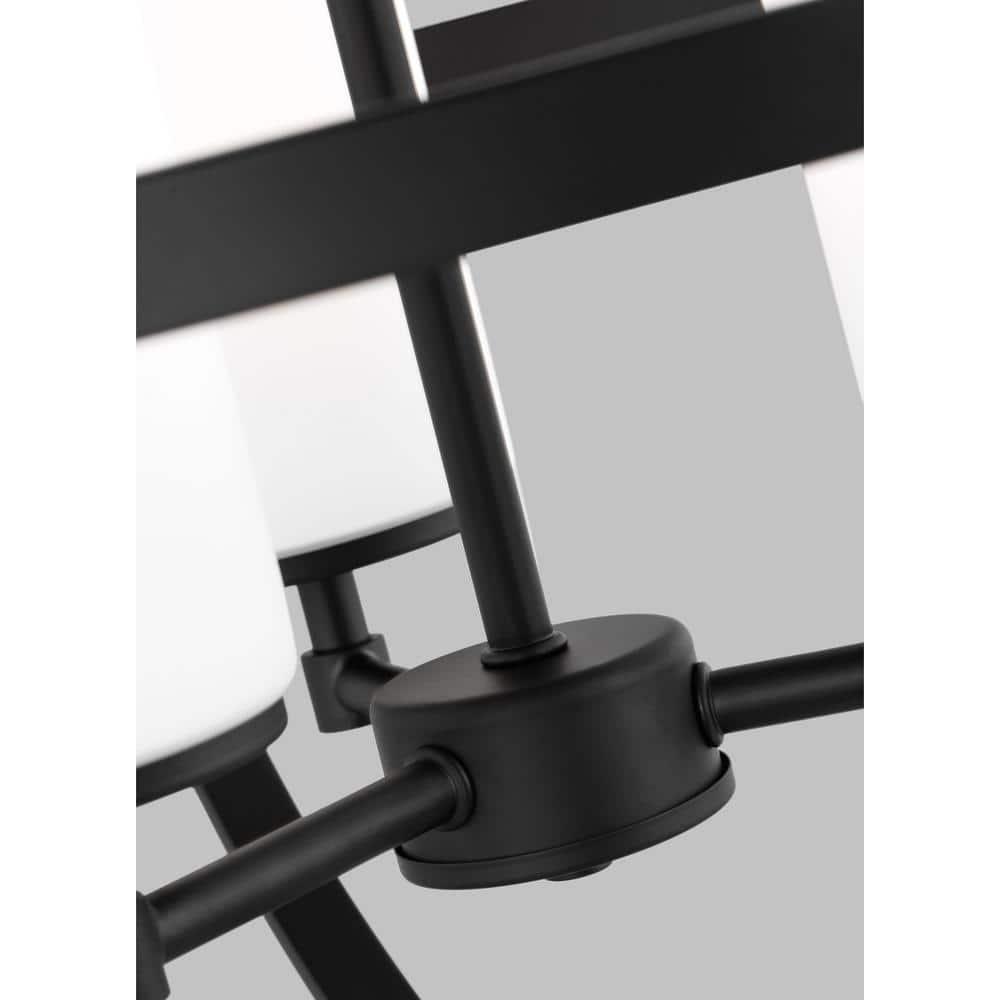 Alturas Midnight Black 3-Light Incandescent Cage Chandelier with Etched Glass