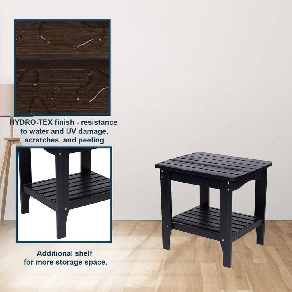 Shine Company Rectangular Traditional Wood Indoor/Outdoor Side Table in Black