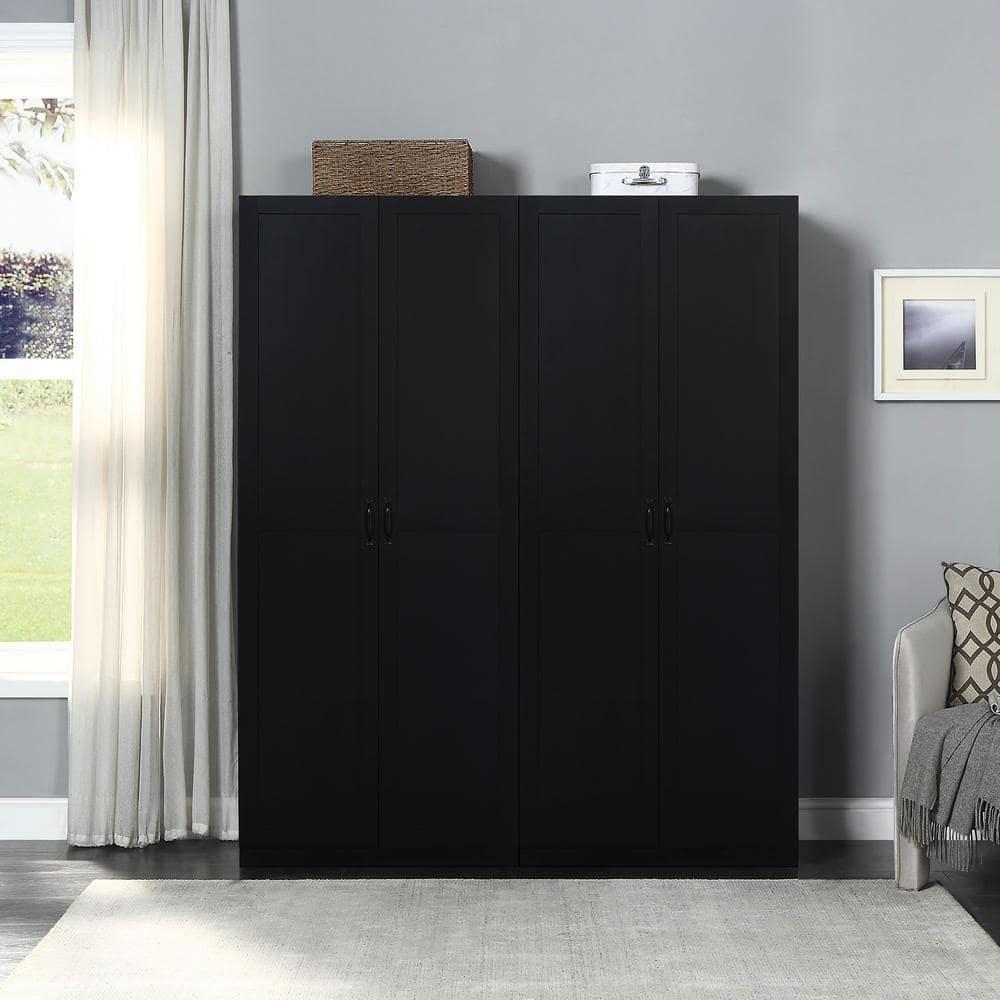 Set of 2 Hopkins Modern 4 Shelf Storage Closets Black - Manhattan Comfort