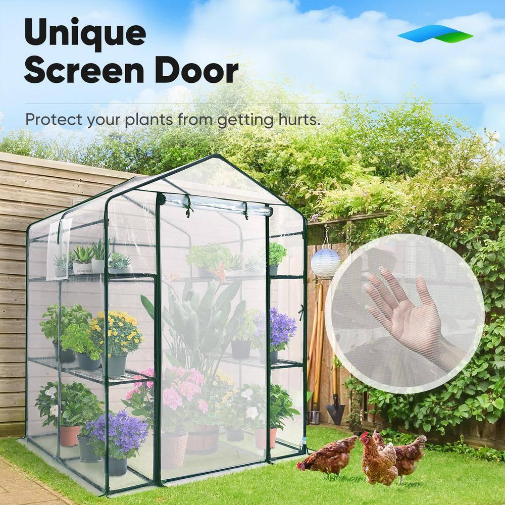 Quictent 56"x56"x77" Outdoor Portable Walk-in Greenhouse 3 Tiers 6 Shelves Garden Planter W/ Clear Cover