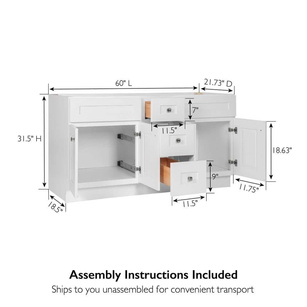 Design House Brookings 60 Inch Bathroom Vanity, Ready to Assemble, Solid Wood, Sherwin Williams – Design House, 599019-