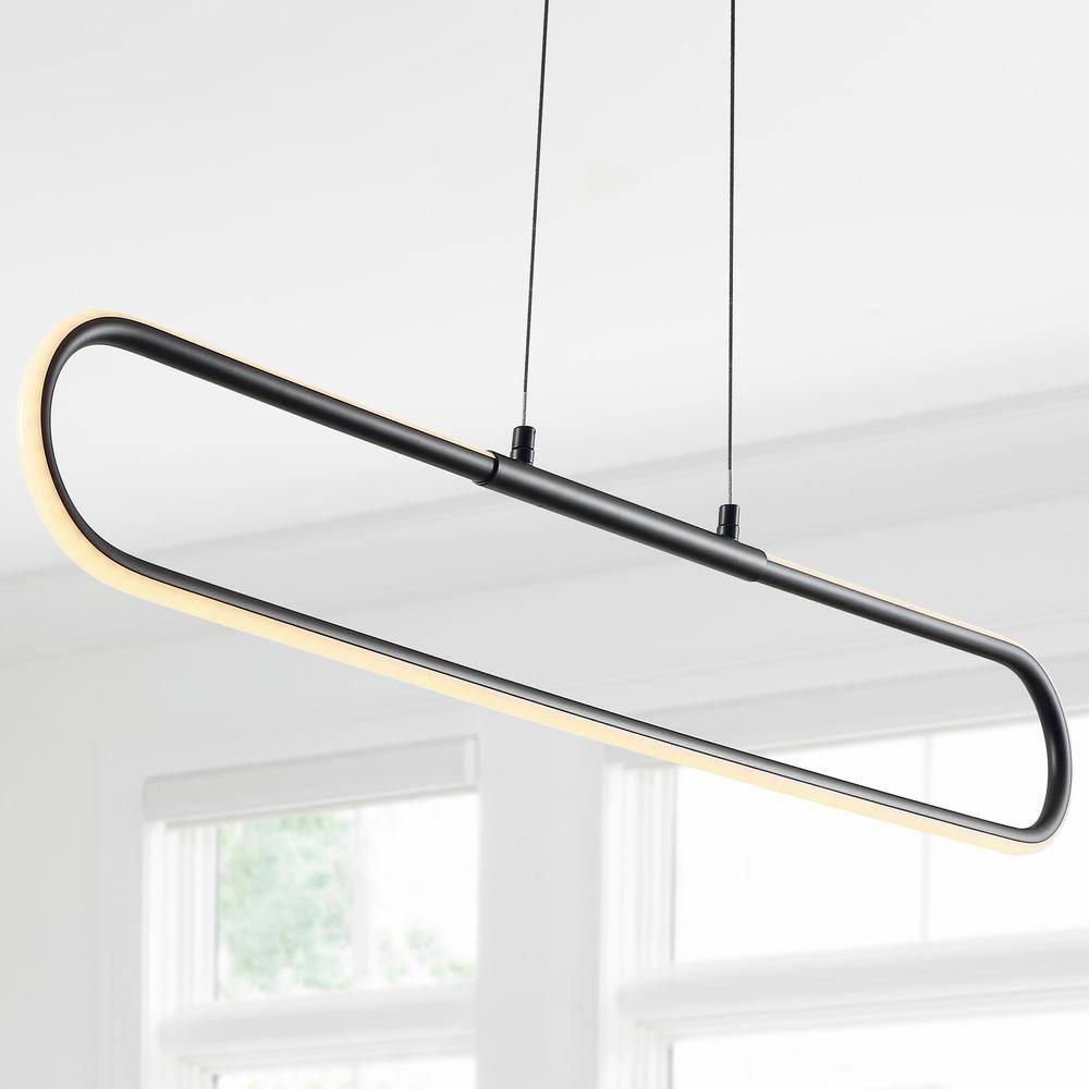 Ned 39" Dimmable Adjustable Integrated LED Metal Linear Pendant, Black