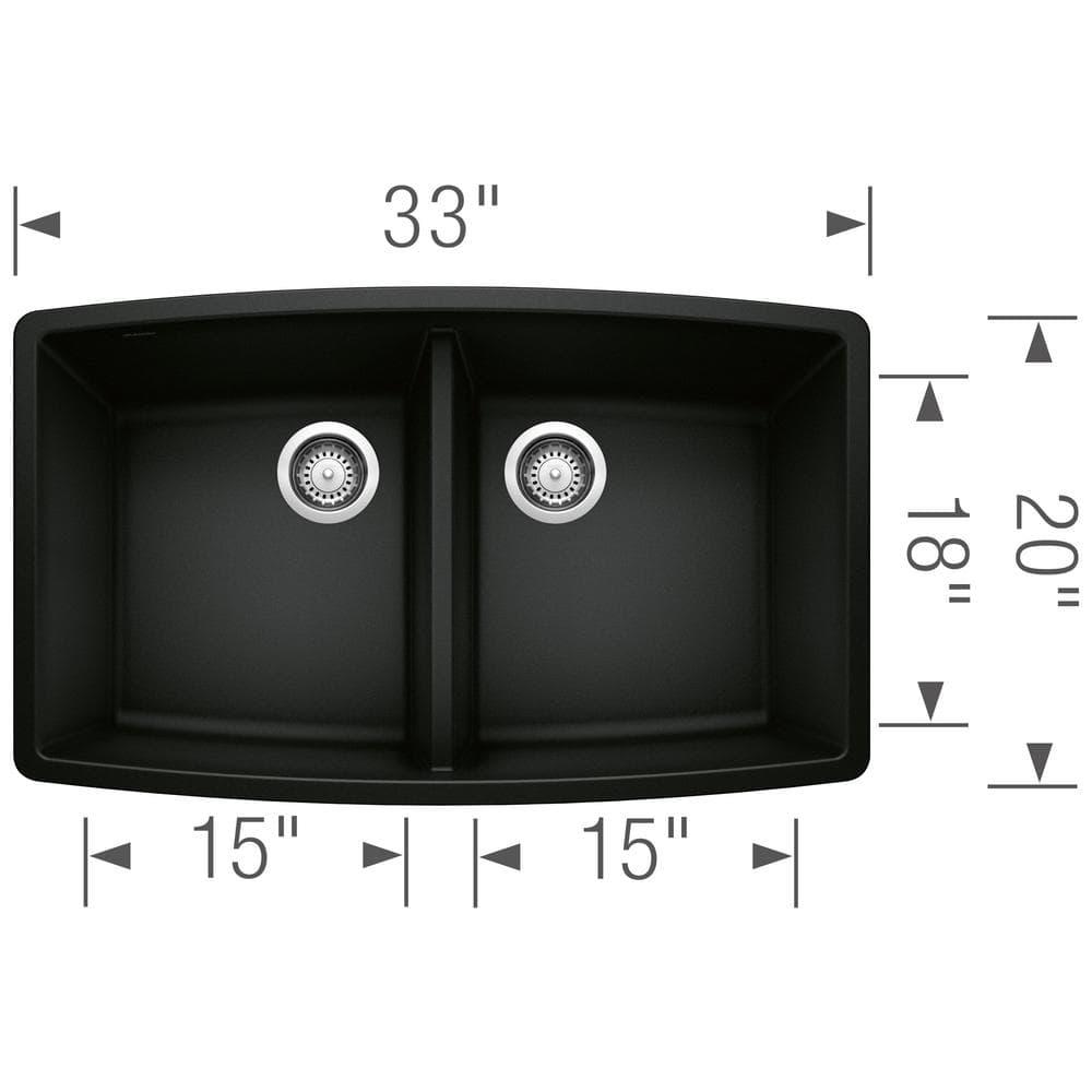 Performa SILGRANIT 33" L x 19" W Double Bowl Undermount Kitchen Sink
