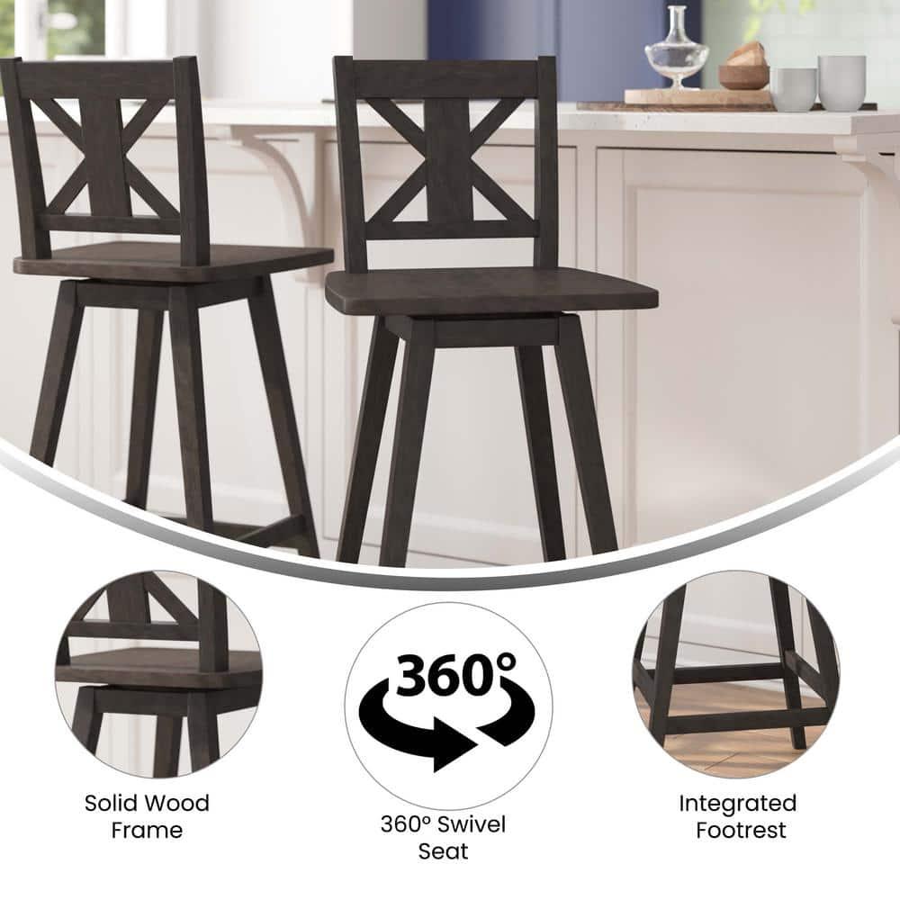 Taylor & Logan Bakersville Modern Farmhouse Wooden Swivel Bar and Counter Stool
