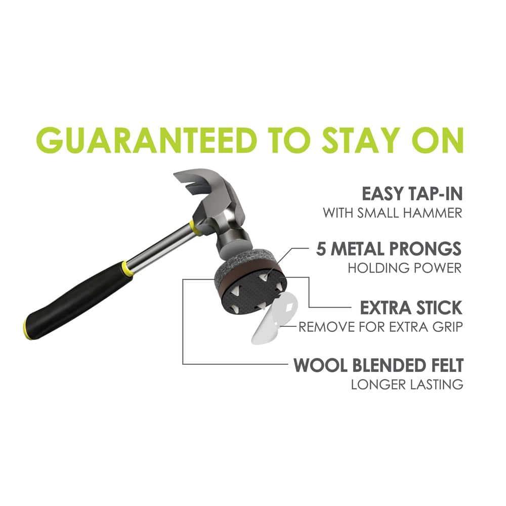 Slipstick Gorillafelt Cb257 Chair Leg Floor Protectors/Felt Glides (Set Of 16) Tap On Felt Furniture Pads Guaranteed To Stay On, 1 Inch Round Sliders (Set of 16)