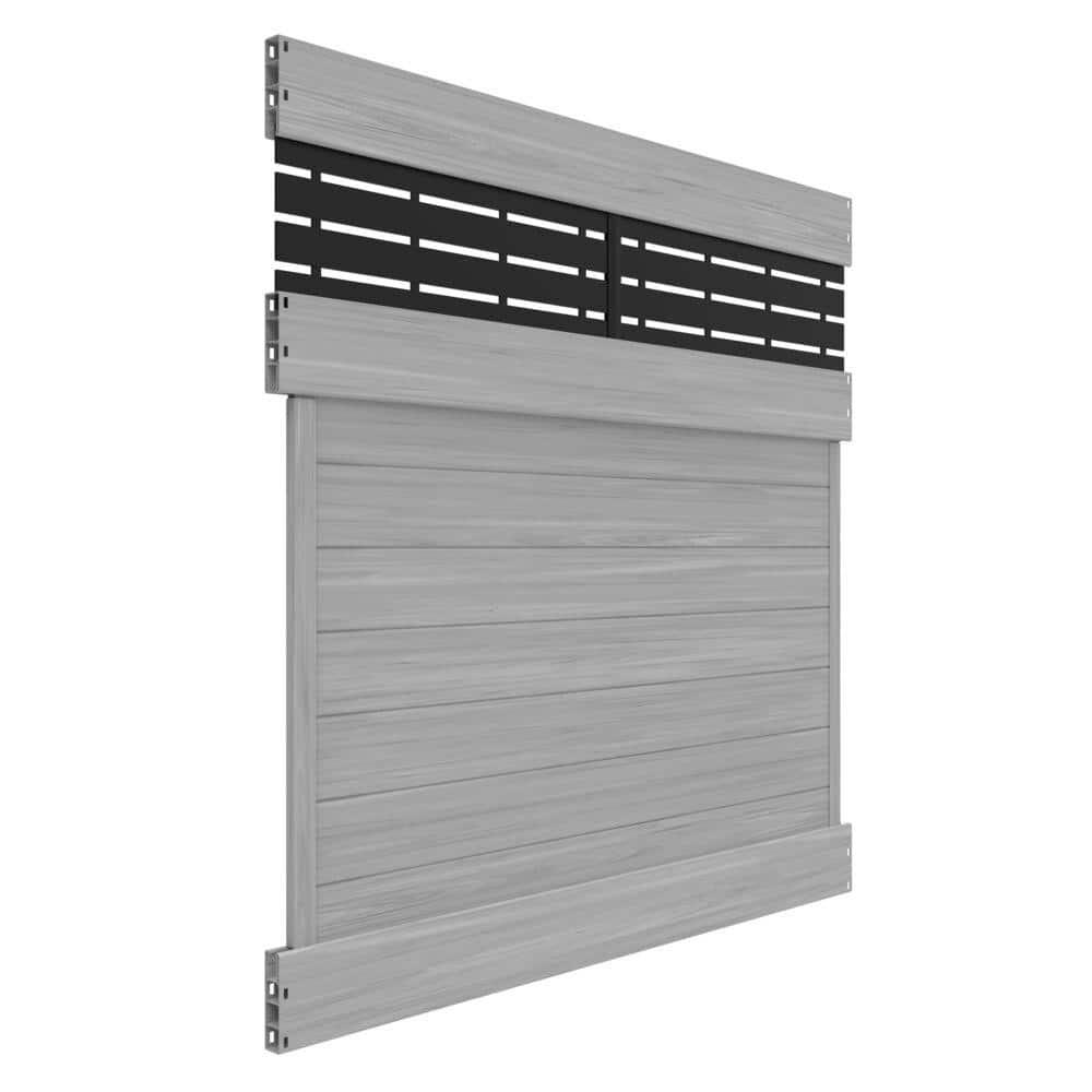 Driftwood Gray Vinyl Privacy Fence Panel with Decorative Screen