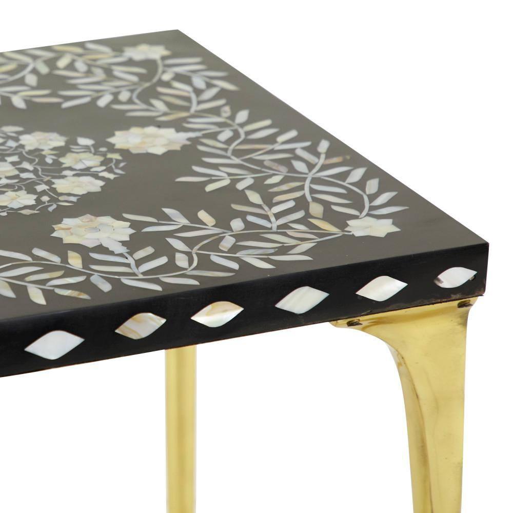 DecMode 20" x 16" Gold Wood Eclectic Accent Table