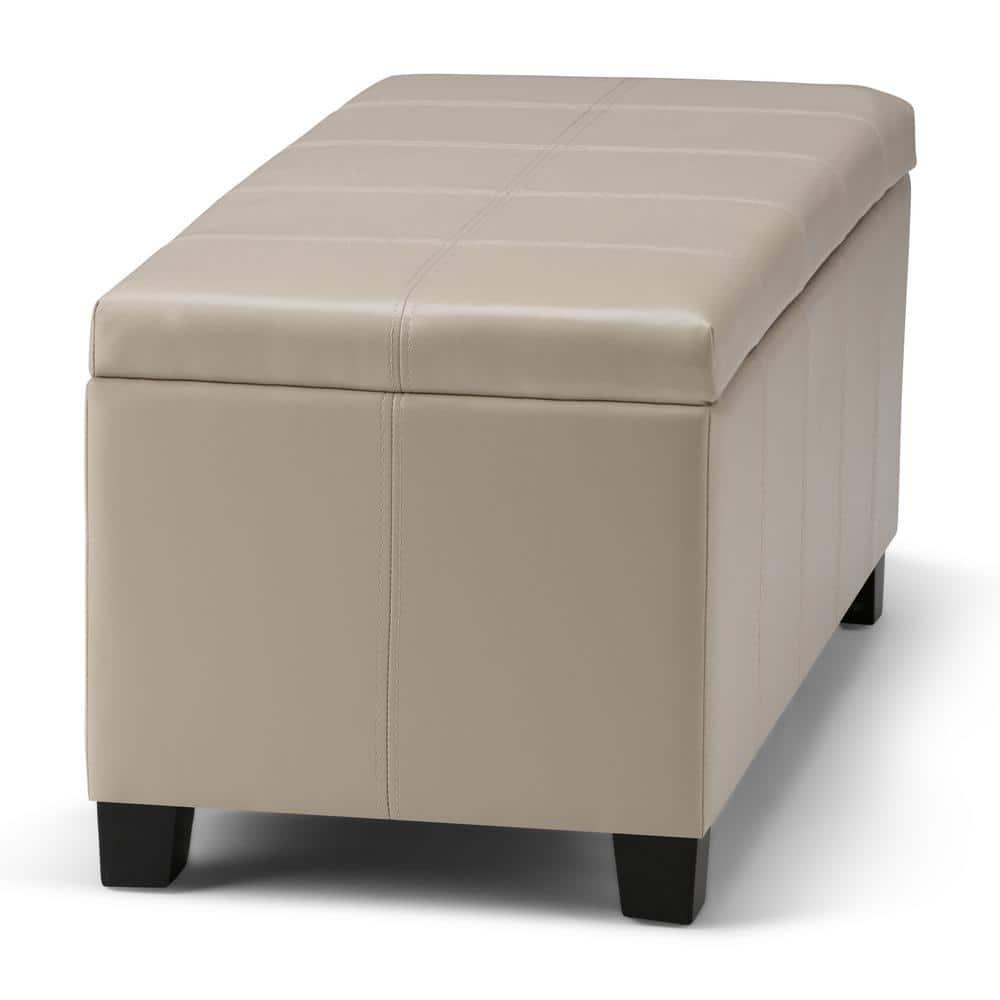 Simpli Home Dover 36"W Upholstered Storage Ottoman Bench with Lift-Top and Large Interior Storage