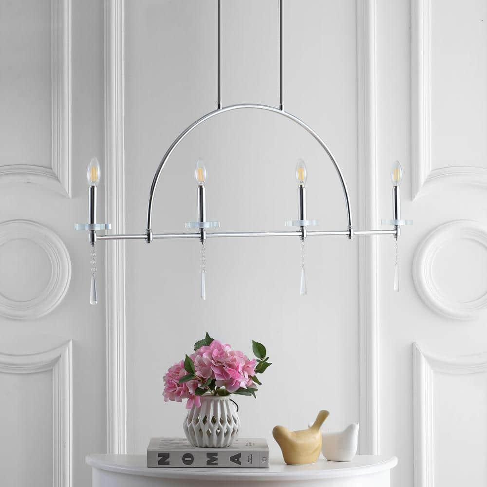 Doris 41" 4-light Linear Metal/Crystal LED Pendant, Chrome