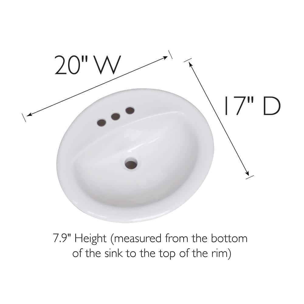 Design House 573428 Oval Drop-In Sink 20x17 Single Basin in White