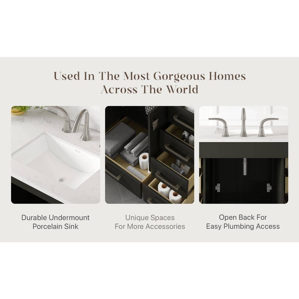 Eviva Aberdeen 42" Transitional Espresso Bathroom Vanity with White Carrara Countertop