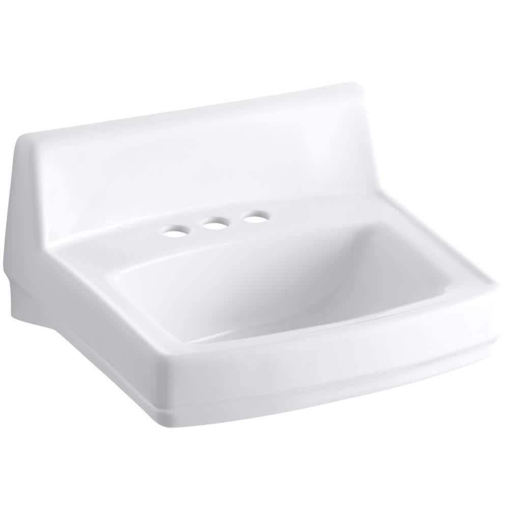 Greenwich Vitreous China Rectangular Wall Mount Bathroom Sink with Overflow