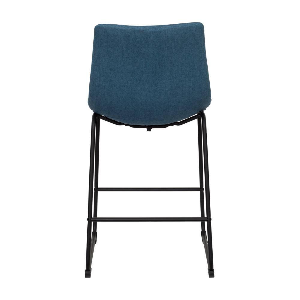 Set of 2 Asahi Upholstered Counter Height Barstool Blue - CorLiving: Padded, Modern Design, 265lb Capacity