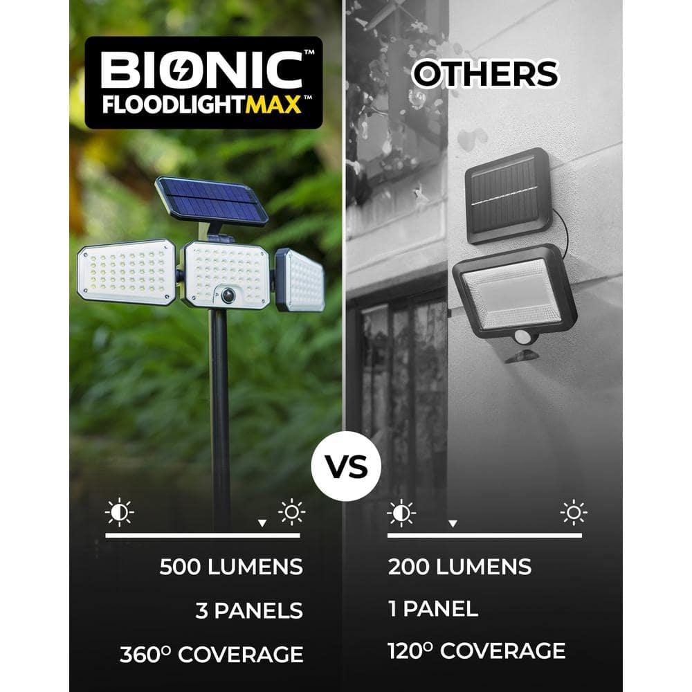 Bell+Howell Bionic Solar Powered Floodlight Max, Motion Activated, Wide Angle, and Weather Resistant