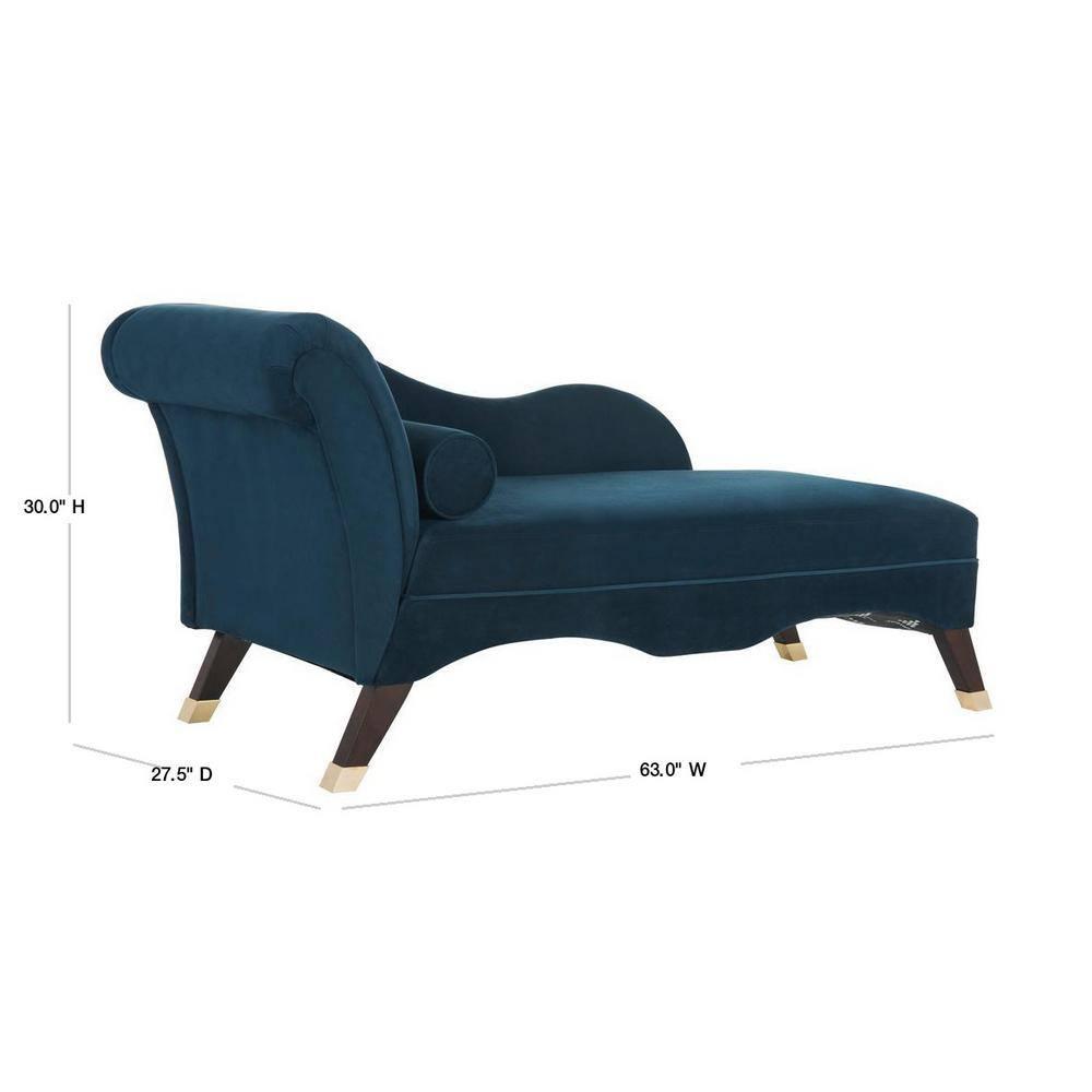 Caiden Vevlet Chaise with Pillow - Navy - Safavieh.
