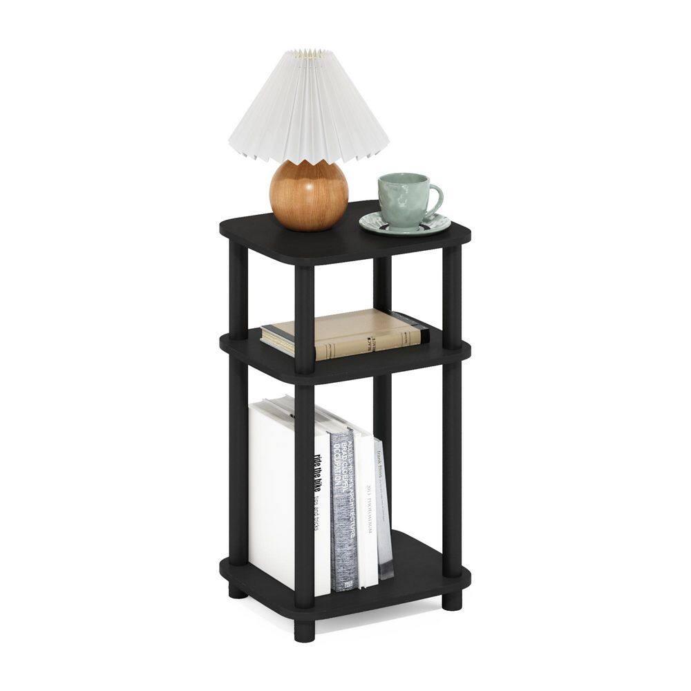 11087AM-BK 11087 Just 3-Tier No Tools Tube End Table, Americano & Black - 13.4 x 11.5 x 22.8 in.