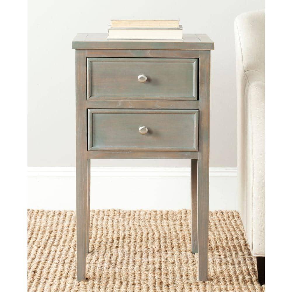 Toby Accent Table with Storage Drawers - Ash Grey - Safavieh.