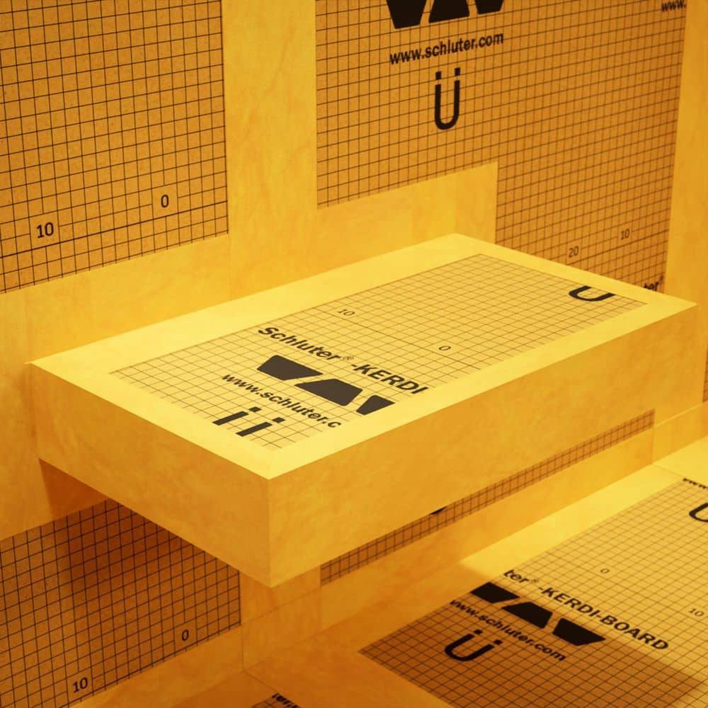 The Original Floating Shower Bench Kit with Orange Waterproof Board and Original Shower Bench Bracket (14x36")