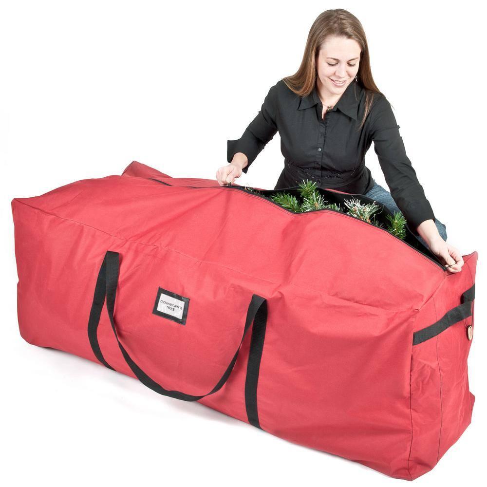 Santa's Bag 6'-9' Extra Large Tree Storage Bag: TreeKeeper, Polyester, Built-In Handles, Christmas Tree Storage, Red