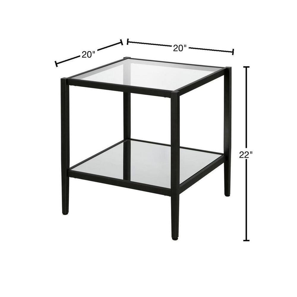 Evelyn&Zoe Hera 20" Wide Square Side Table with Mirror Shelf, Blackened Bronze