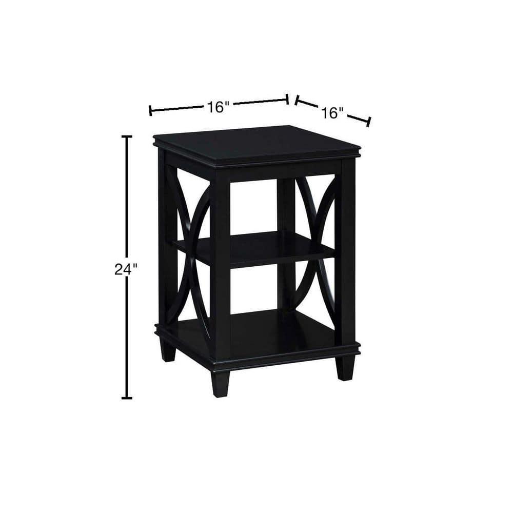 Convenience Concepts Florence 24" x 16" End Table with Shelves, Black