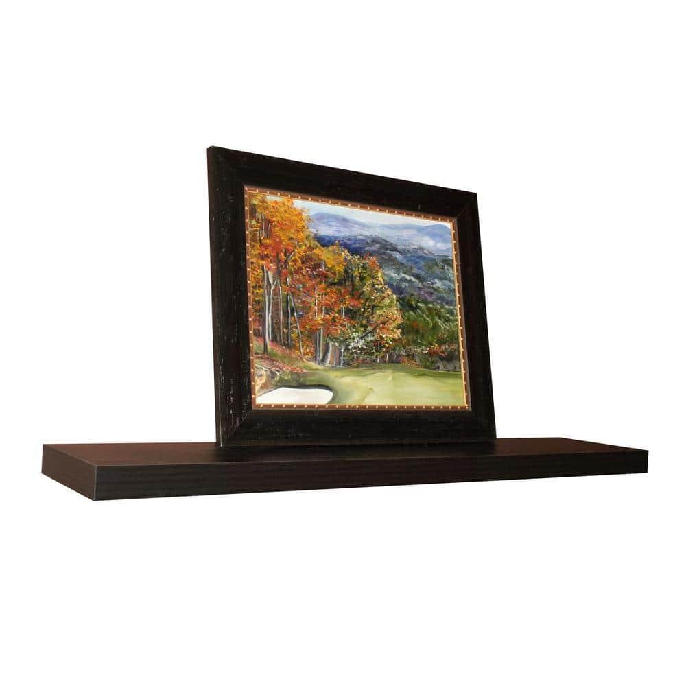 InPlace 48" Floating Shelf Wall Mounted Hidden Brackets Espresso: Modern Wood Composite, 17 lbs Capacity