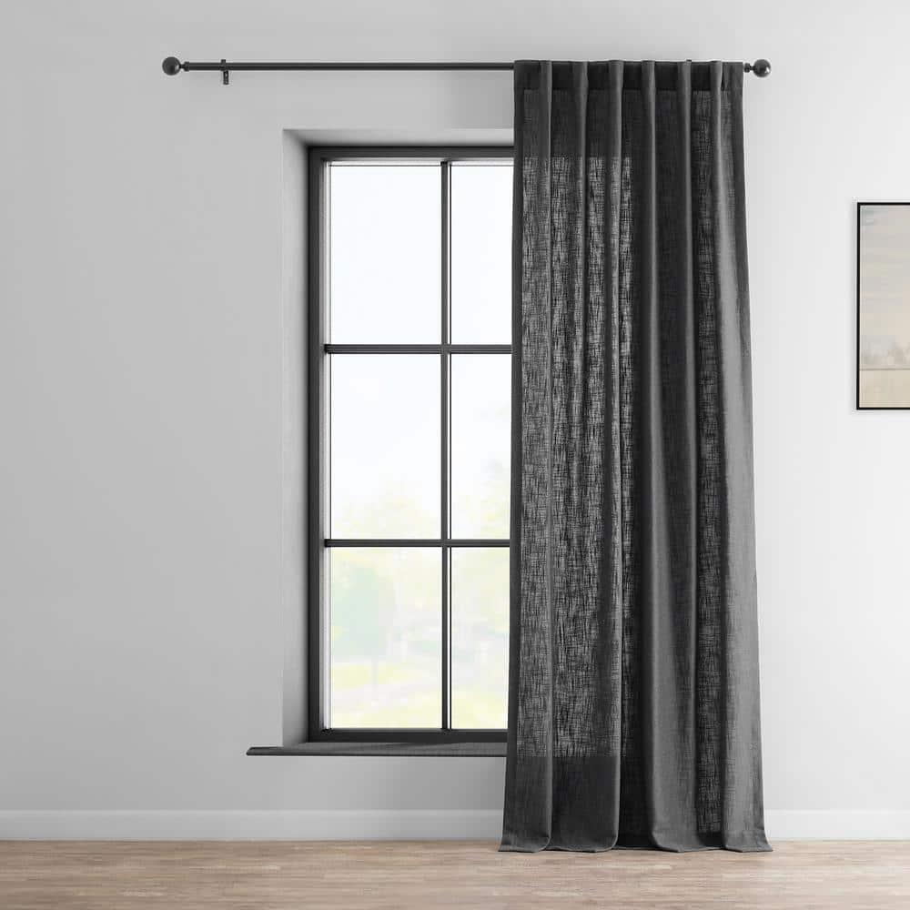 Slate Grey Heavy Faux Linen Curtain (1 Panel), Slate Grey, 50W X 96L
