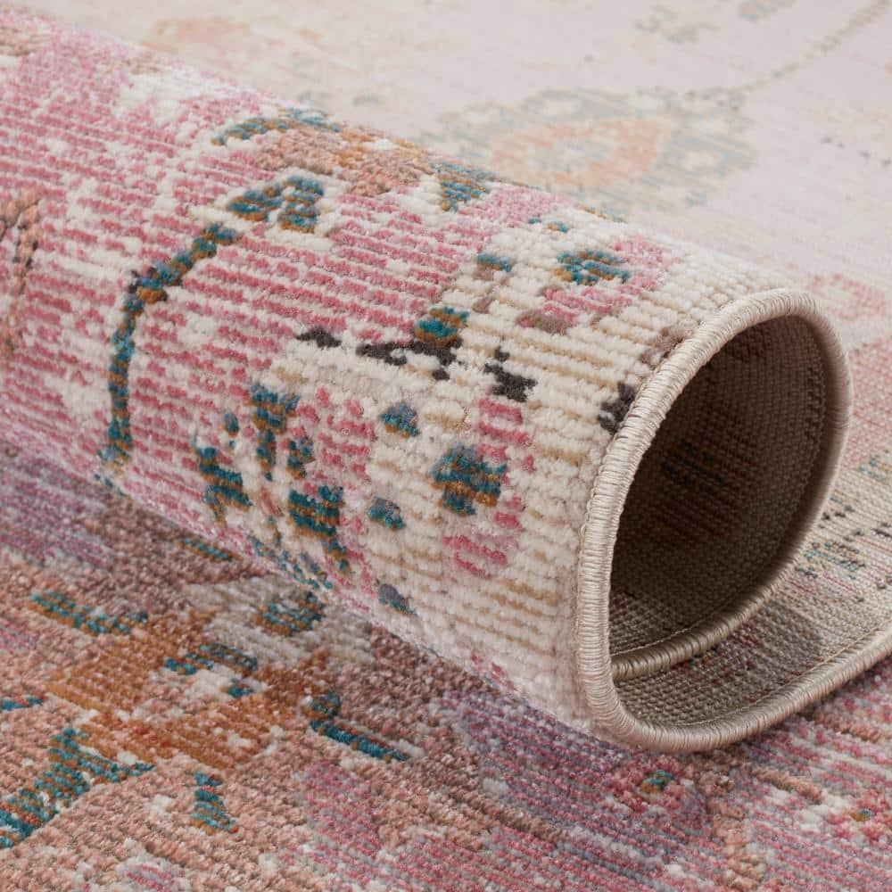 2'6"x4' Elva Indoor/Outdoor Oriental Area Rug Purple/Gold - Jaipur Living: Mid-Century Modern Floral, Weather-Resistant