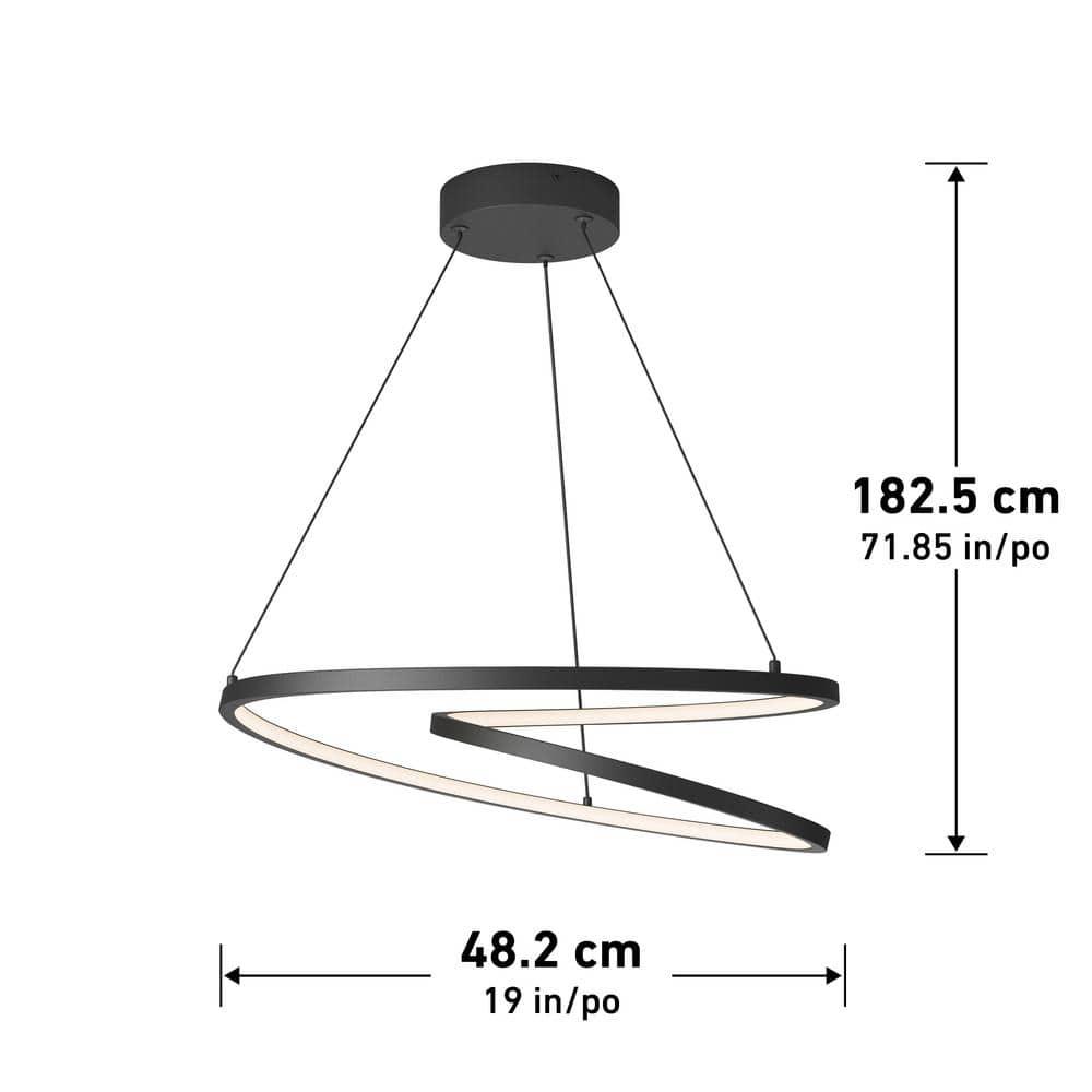 Artika Salto 26-Watt 1 Light Black Modern 3 CCT Integrated LED Pendant Light Fixture for Dining Room or Kitchen