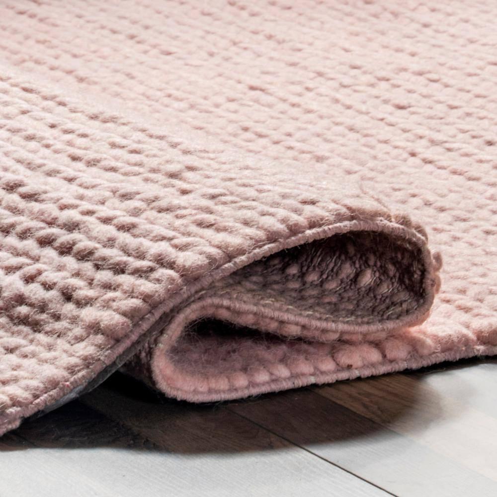 Nuloom 4x6 Penelope Wool Braided Handmade Indoor Area Rug, Pink, Solid Rustic Farmhouse Style, For Bedroom, Living Room, Hallway, Entryway
