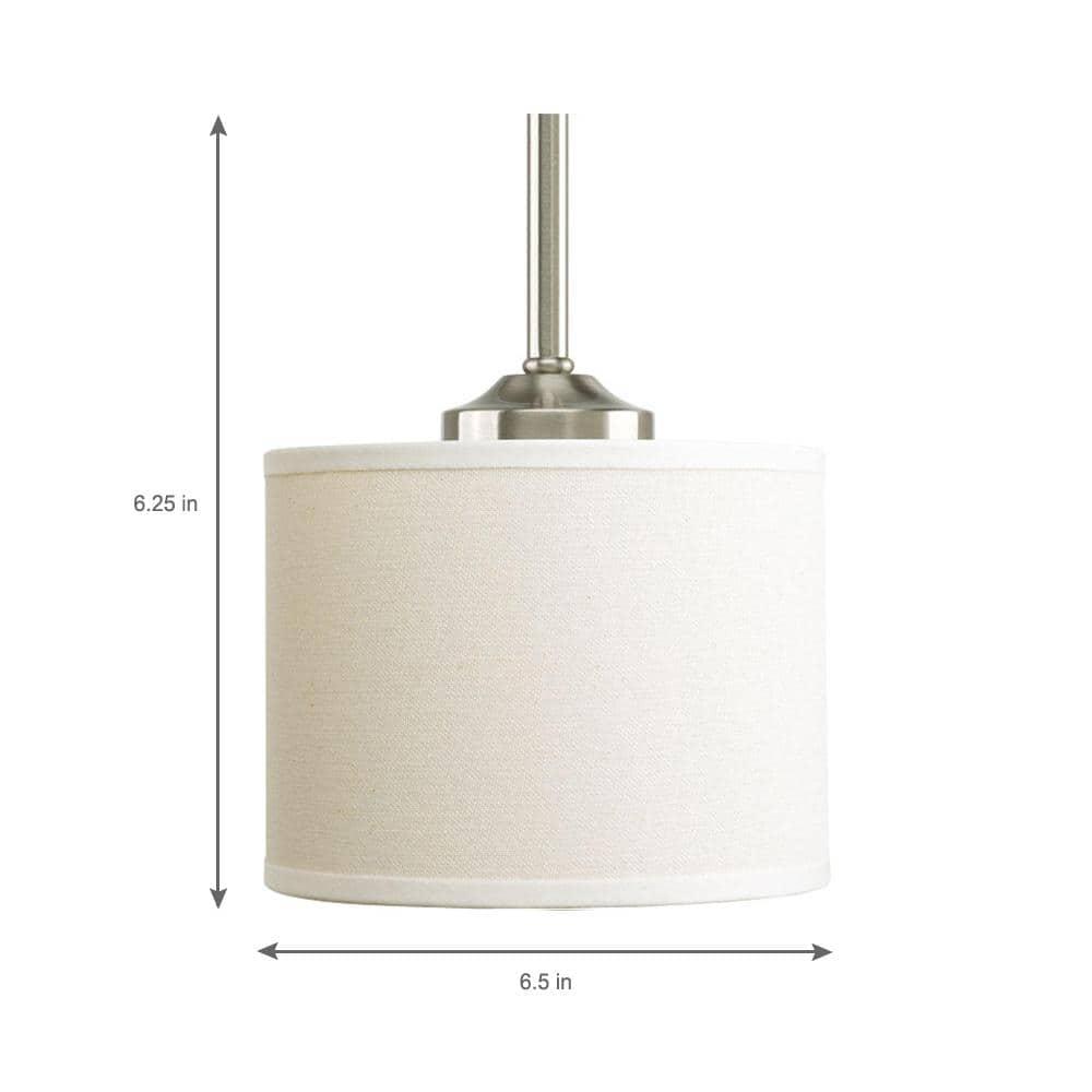 Progress Lighting, Inspire Collection, 1-Light Mini-Pendant, Brushed Nickel, Off-White Linen Fabric Shade
