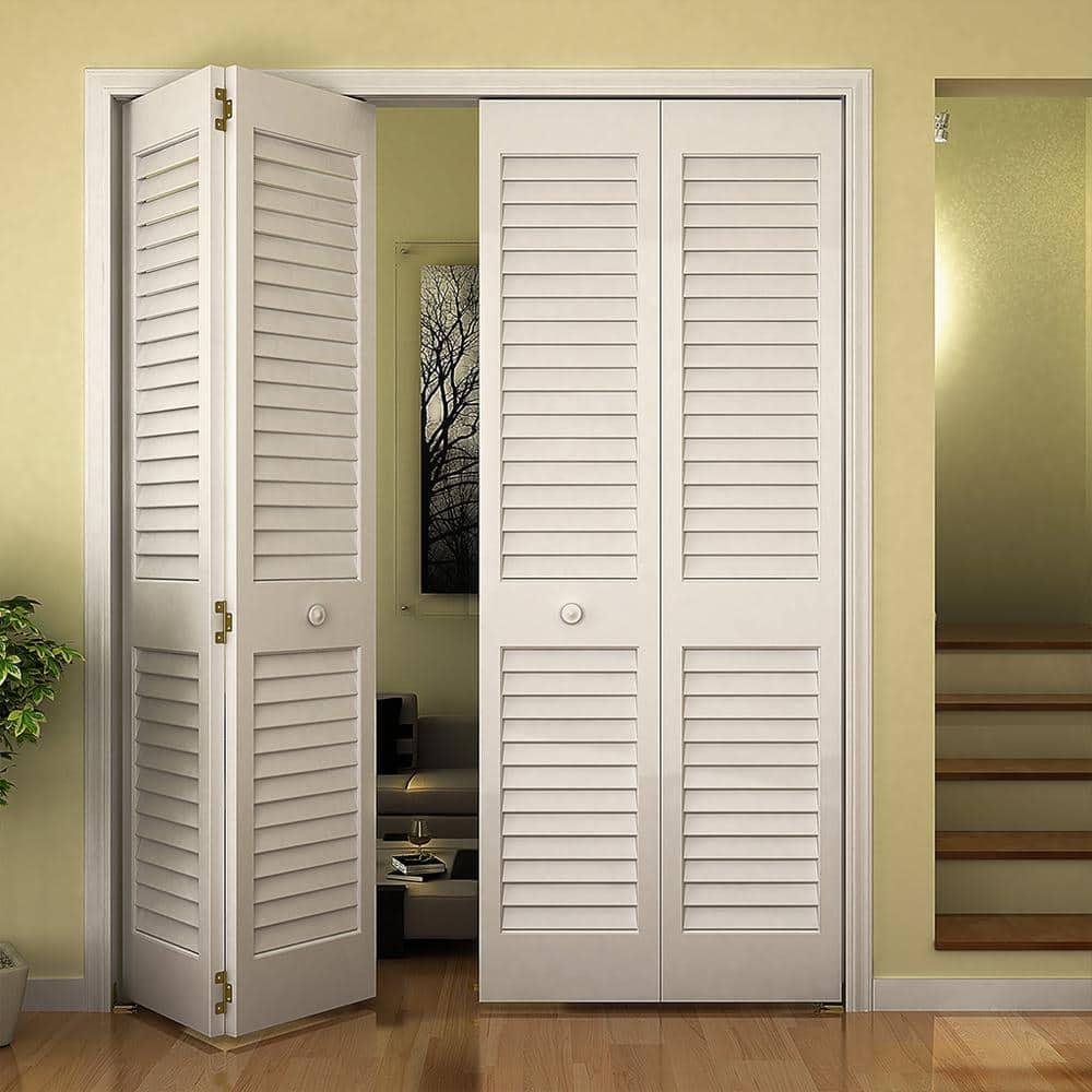 Plantation Louver Louver White Solid Pine Core Bi-fold Door