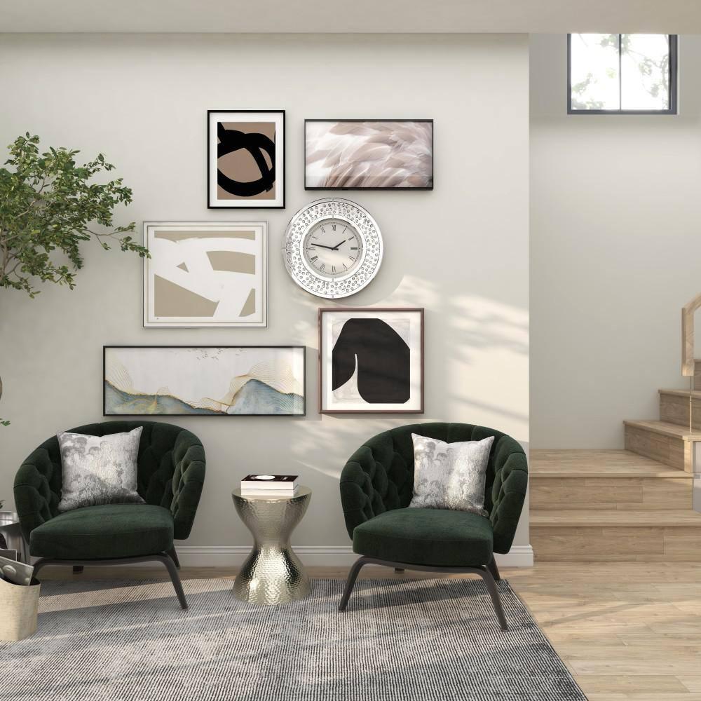 Modern Hourglass Hammered Metal Accent Table Silver - Olivia & May: Industrial Style, Iron Frame, No Assembly Required