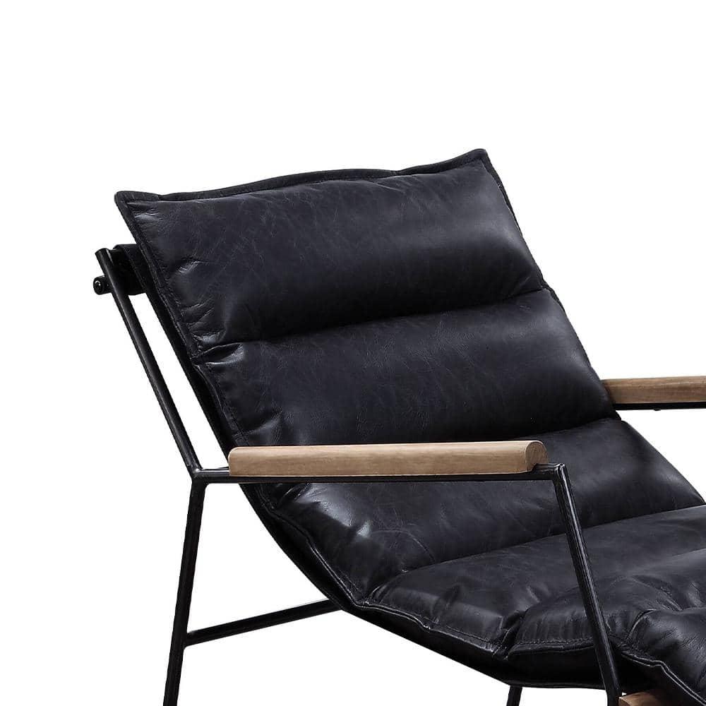 ACME Luberzo Top Grain Leather Upholstered Accent Chair in Distress Expresso