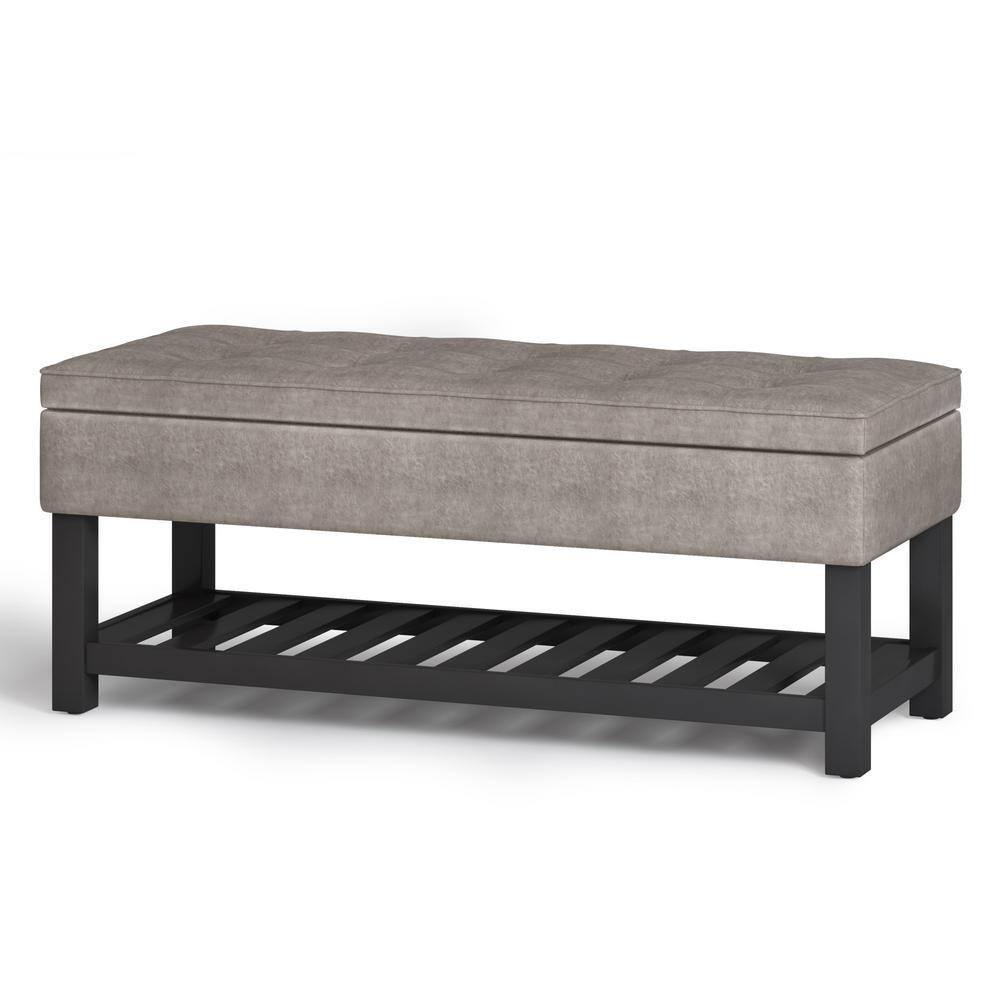 Simpli Home Cosmopolitan 44"W Transitional Tufted Storage Ottoman Bench with Lift Top
